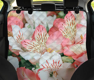 White And Pink Alstroemeria Print Pet Car Back Seat Cover