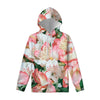 White And Pink Alstroemeria Print Pullover Hoodie