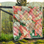 White And Pink Alstroemeria Print Quilt