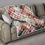 White And Pink Alstroemeria Print Quilt