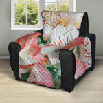 White And Pink Alstroemeria Print Recliner Protector