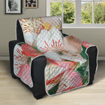 White And Pink Alstroemeria Print Recliner Protector