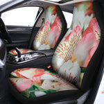 White And Pink Alstroemeria Print Universal Fit Car Seat Covers