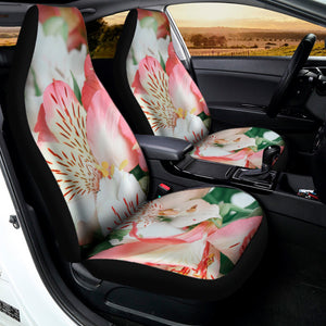 White And Pink Alstroemeria Print Universal Fit Car Seat Covers