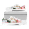 White And Pink Alstroemeria Print White Low Top Shoes