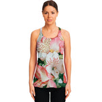 White And Pink Alstroemeria Print Women's Racerback Tank Top