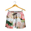 White And Pink Alstroemeria Print Women's Shorts