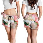 White And Pink Alstroemeria Print Women's Shorts