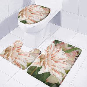 White And Pink Amaryllis Print 3 Piece Bath Mat Set