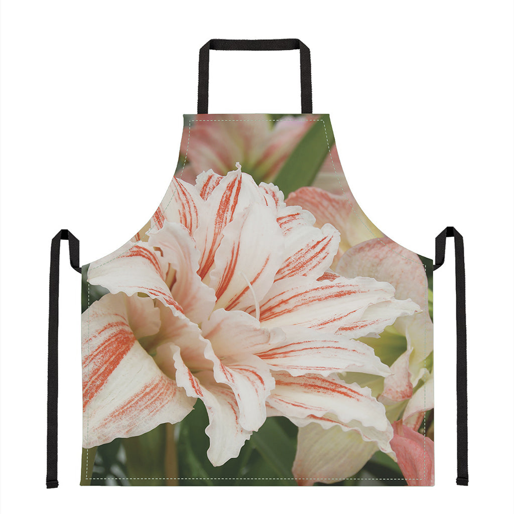 White And Pink Amaryllis Print Apron