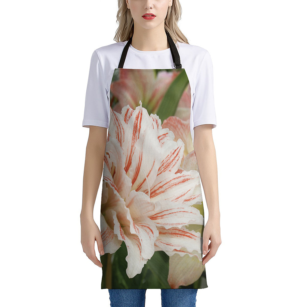 White And Pink Amaryllis Print Apron