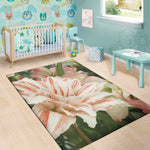 White And Pink Amaryllis Print Area Rug