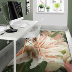 White And Pink Amaryllis Print Area Rug