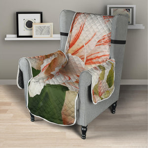 White And Pink Amaryllis Print Armchair Protector