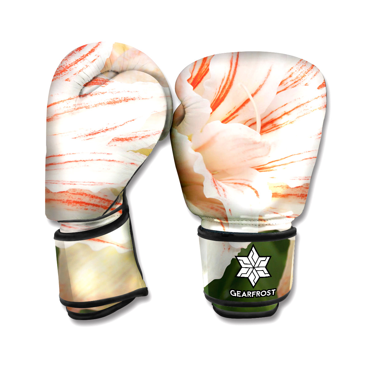 White And Pink Amaryllis Print Boxing Gloves