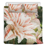 White And Pink Amaryllis Print Duvet Cover Bedding Set