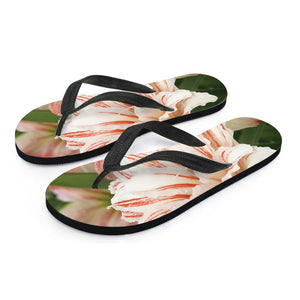 White And Pink Amaryllis Print Flip Flops