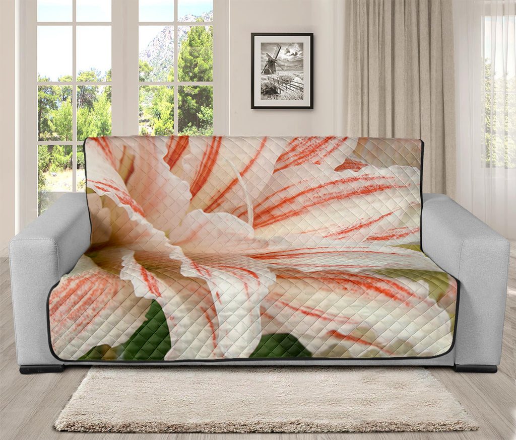 White And Pink Amaryllis Print Futon Protector