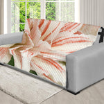 White And Pink Amaryllis Print Futon Protector