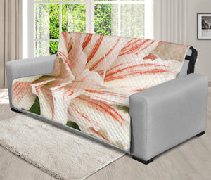 White And Pink Amaryllis Print Futon Protector