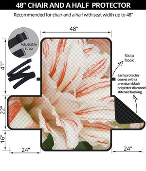 White And Pink Amaryllis Print Half Sofa Protector