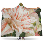 White And Pink Amaryllis Print Hooded Blanket