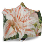 White And Pink Amaryllis Print Hooded Blanket