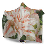 White And Pink Amaryllis Print Hooded Blanket