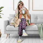 White And Pink Amaryllis Print Hooded Blanket