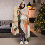 White And Pink Amaryllis Print Hooded Blanket