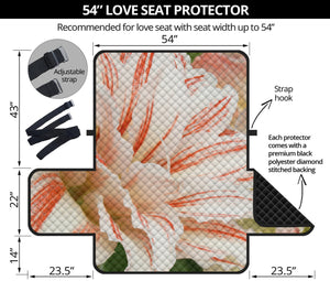 White And Pink Amaryllis Print Loveseat Protector