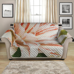 White And Pink Amaryllis Print Loveseat Protector