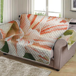 White And Pink Amaryllis Print Loveseat Protector