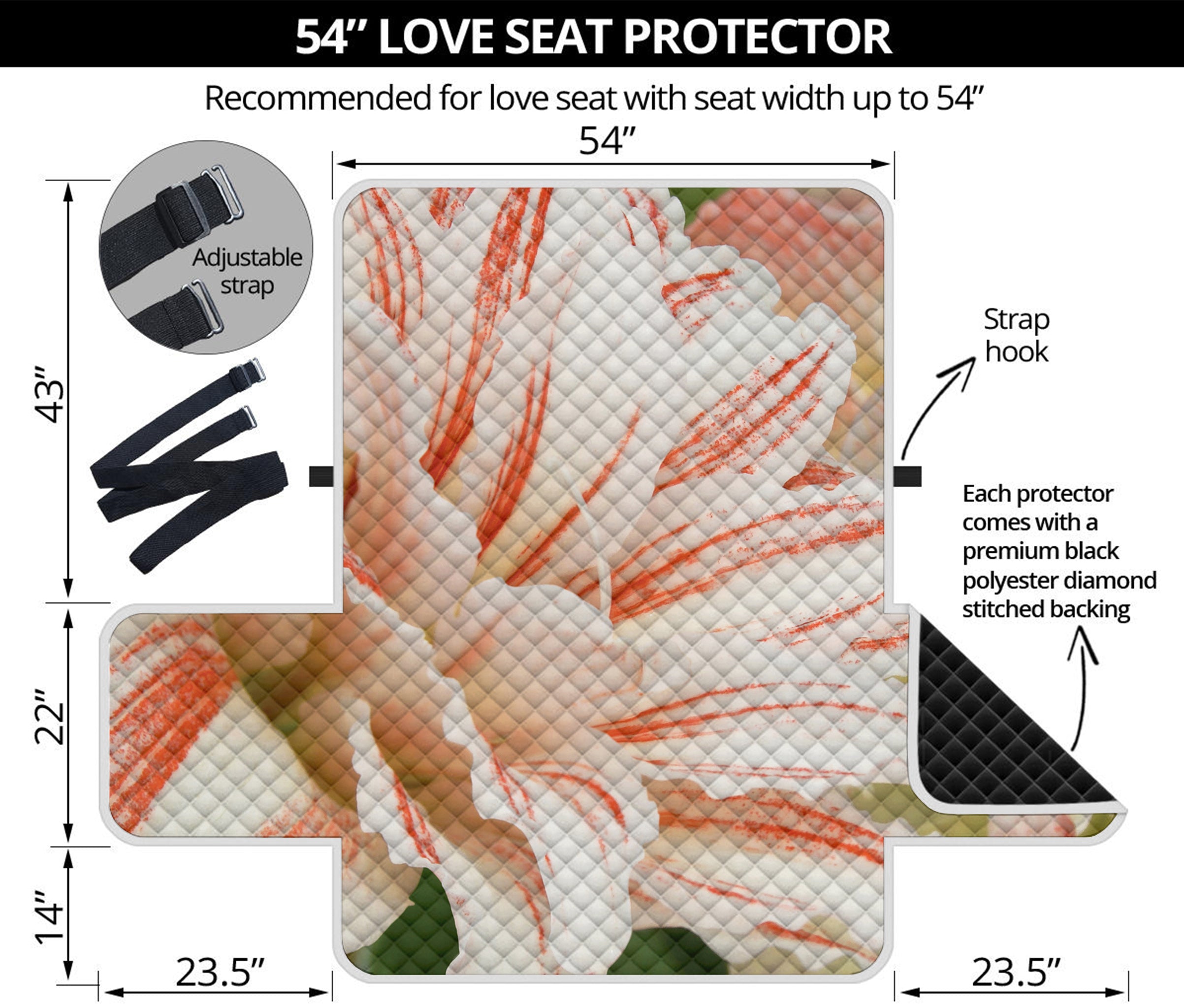 White And Pink Amaryllis Print Loveseat Protector