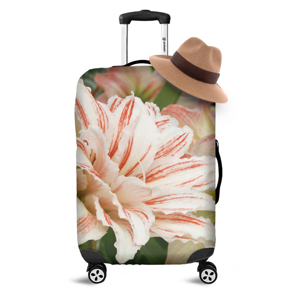 White And Pink Amaryllis Print Luggage Cover