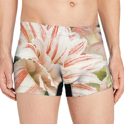 White And Pink Amaryllis Print Men's Boxer Briefs