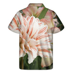 White And Pink Amaryllis Print Men's Short Sleeve Shirt