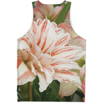 White And Pink Amaryllis Print Men's Tank Top