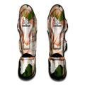 White And Pink Amaryllis Print Muay Thai Shin Guards