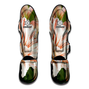 White And Pink Amaryllis Print Muay Thai Shin Guard