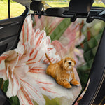 White And Pink Amaryllis Print Pet Car Back Seat Cover