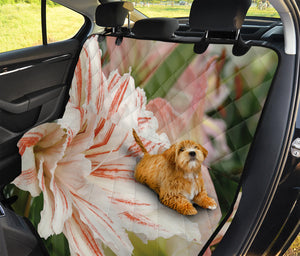 White And Pink Amaryllis Print Pet Car Back Seat Cover