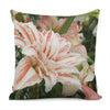 White And Pink Amaryllis Print Pillow Cover