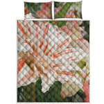 White And Pink Amaryllis Print Quilt Bed Set