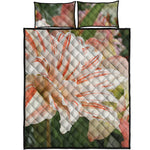 White And Pink Amaryllis Print Quilt Bed Set