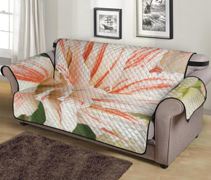 White And Pink Amaryllis Print Sofa Protector