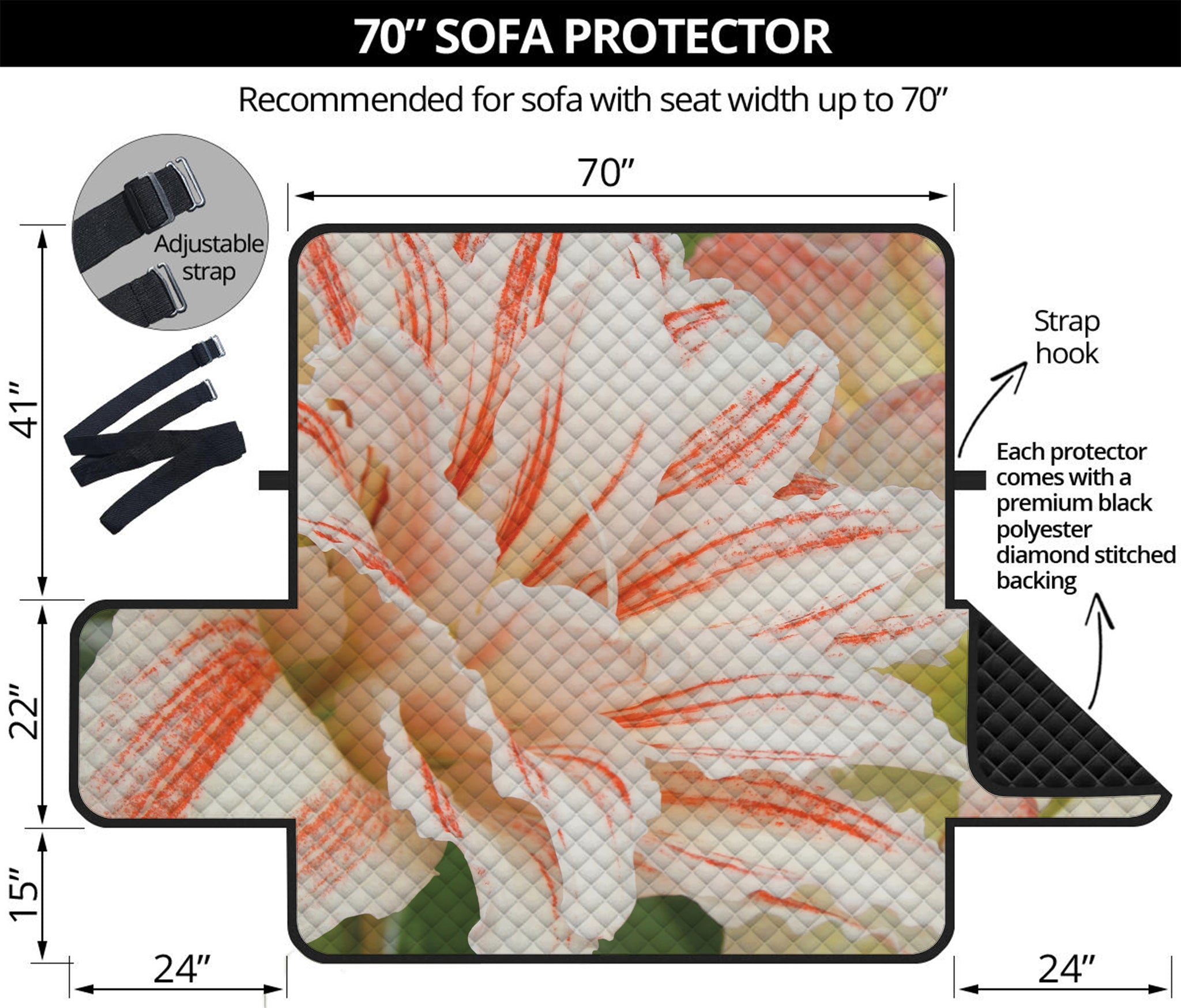 White And Pink Amaryllis Print Sofa Protector