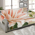 White And Pink Amaryllis Print Sofa Protector