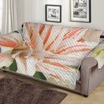 White And Pink Amaryllis Print Sofa Protector