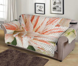 White And Pink Amaryllis Print Sofa Protector